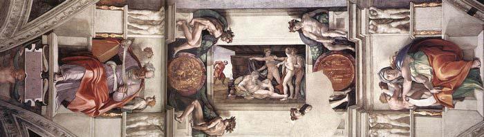 The first bay of the ceiling, Michelangelo Buonarroti